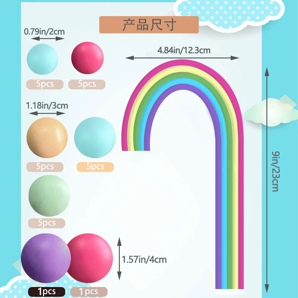 6 Colors Rainbow Cake Topper for Baby Birthday Party cupcake topper for baking DIY Boho Baby Shower Wedding cake accessories