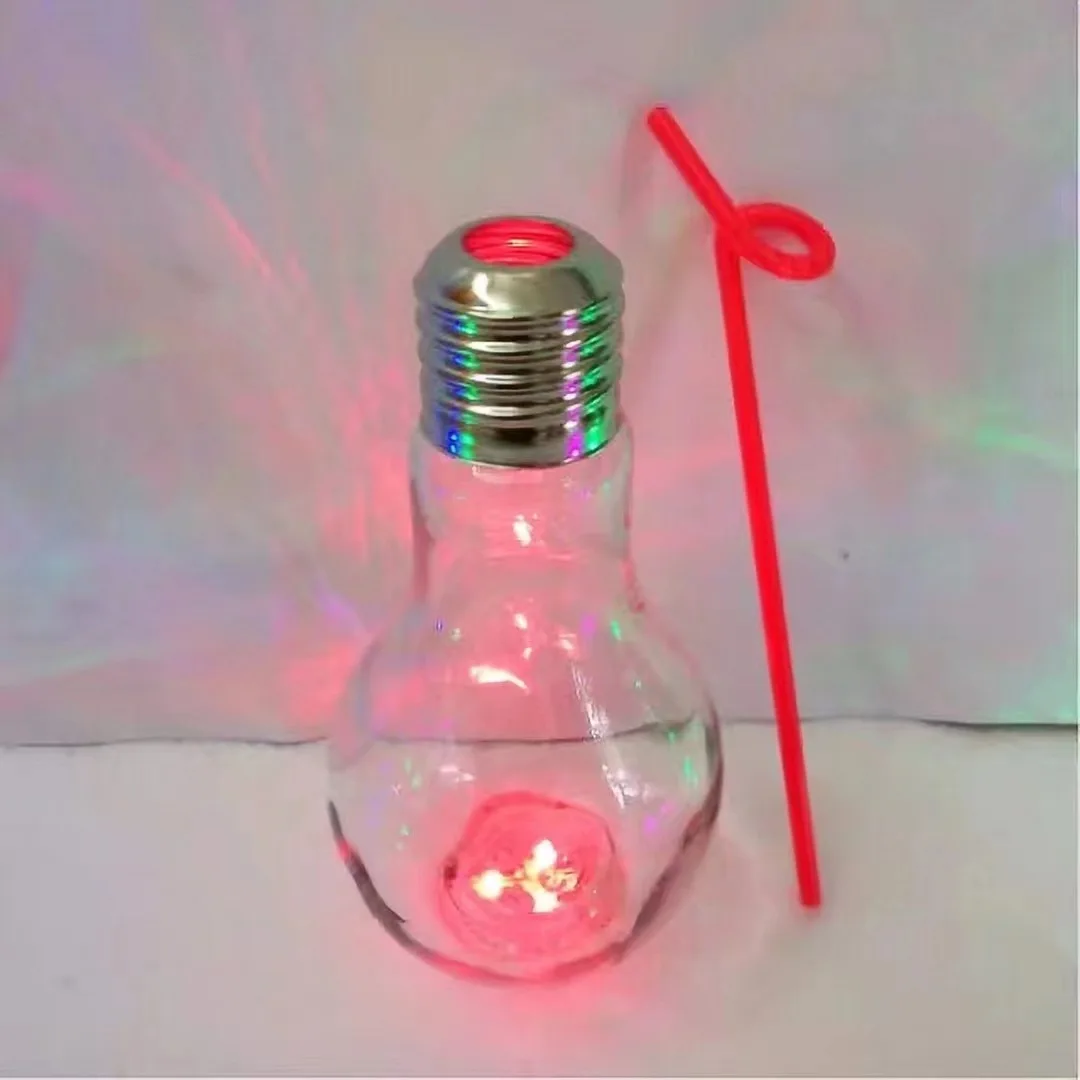 Custom Logo Printed Party Favors Ornament 400ml  or 500ml Empty Bulb Candy Containers Plastic Liquid Light Bulb LED Bottles