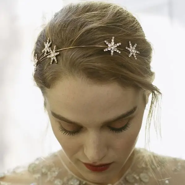 XUNBEI Fashion Gold Sliver Color Metal Star Hairband for Women Wedding Hair Accessories Tiara Elegant Girls Headband