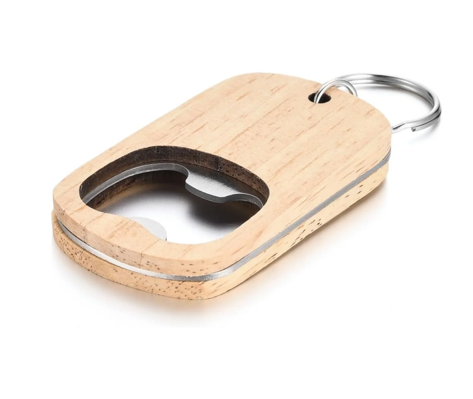 10pcs Unfinished Wooden Keychain Bottle Opener Blanks Bulk Key Tags for Party Favors DIY Gift Craft Metal Keychains