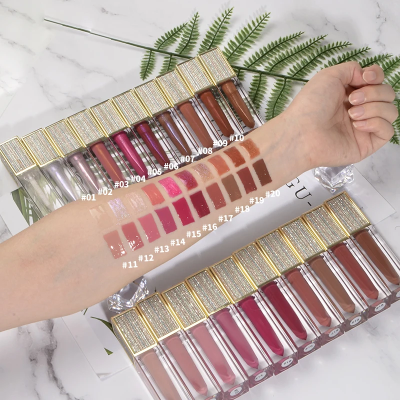 
Best Christmas Gift Mositure Lip Gloss 20 colors High Grade Luxury Gold Shiny Lip Gloss Private Label 