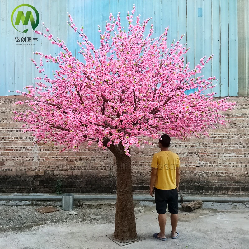 Customized artificial cherry blossom tree silk cloth high simulation peach flower tree large decorative faux cherry blossom tree
