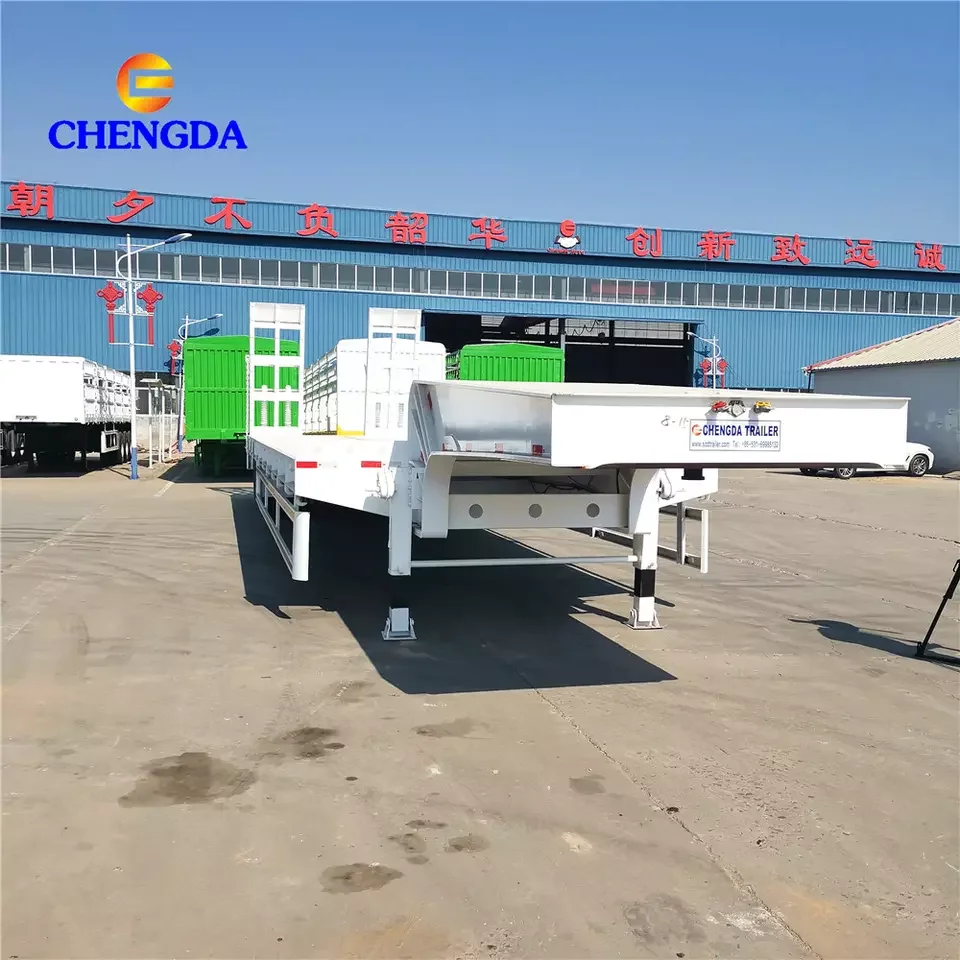 new cheap 3 axles 50 ton lowboy semi tractor lowbed truck semi-trailer lowboy trailer for sale