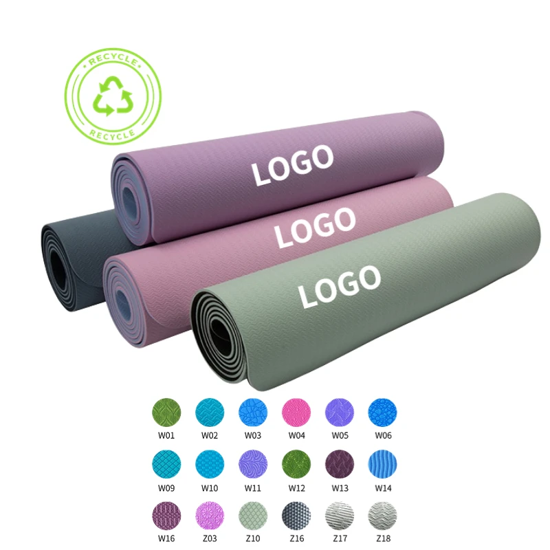 Factory Supply Manufactures Wholesale Cheap Durable Custom LOGO Printed Non Slip Gym Exercise Fitness Eco-friendly TPE Yoga Mat