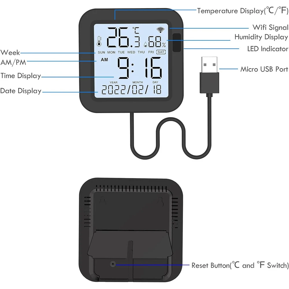 USB WIFI Temperature Humidity Sensor & IR Remote Control