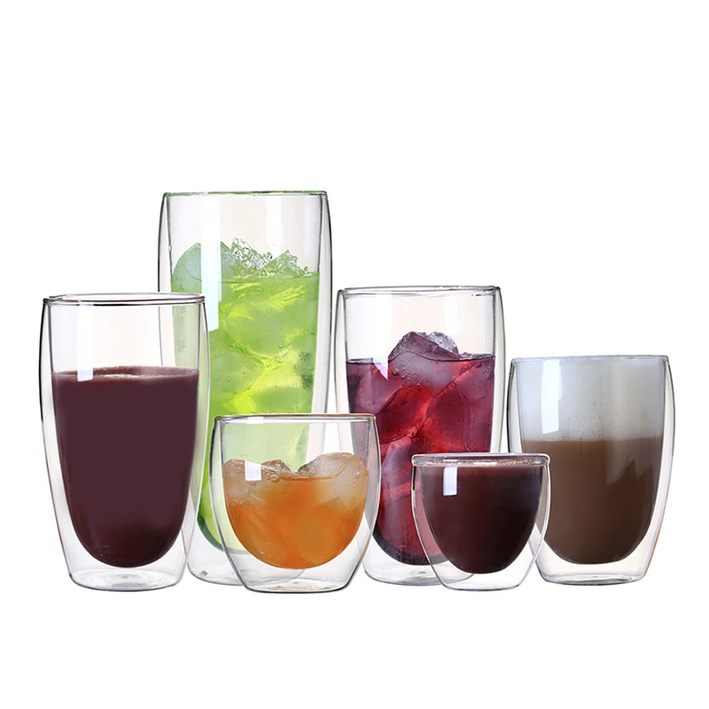 
650ml Large Capacity Glass Cup Water Tea Coffee Drinking Glass Tumbler Double Wall Cup 
