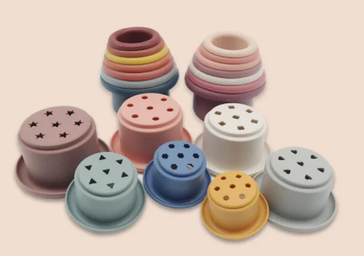 Animal Shape Silicone Stacking Cups Baby Beach Bathing Nesting Cups for Early Educational Toddlers Toy