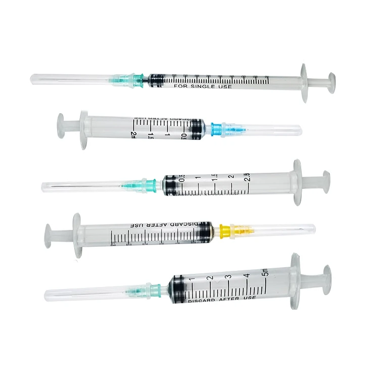 Disposable Medical Luer Lock Vaccine Syringe 1ml 3ml 5ml 10ml Vaccine Injector With Needle