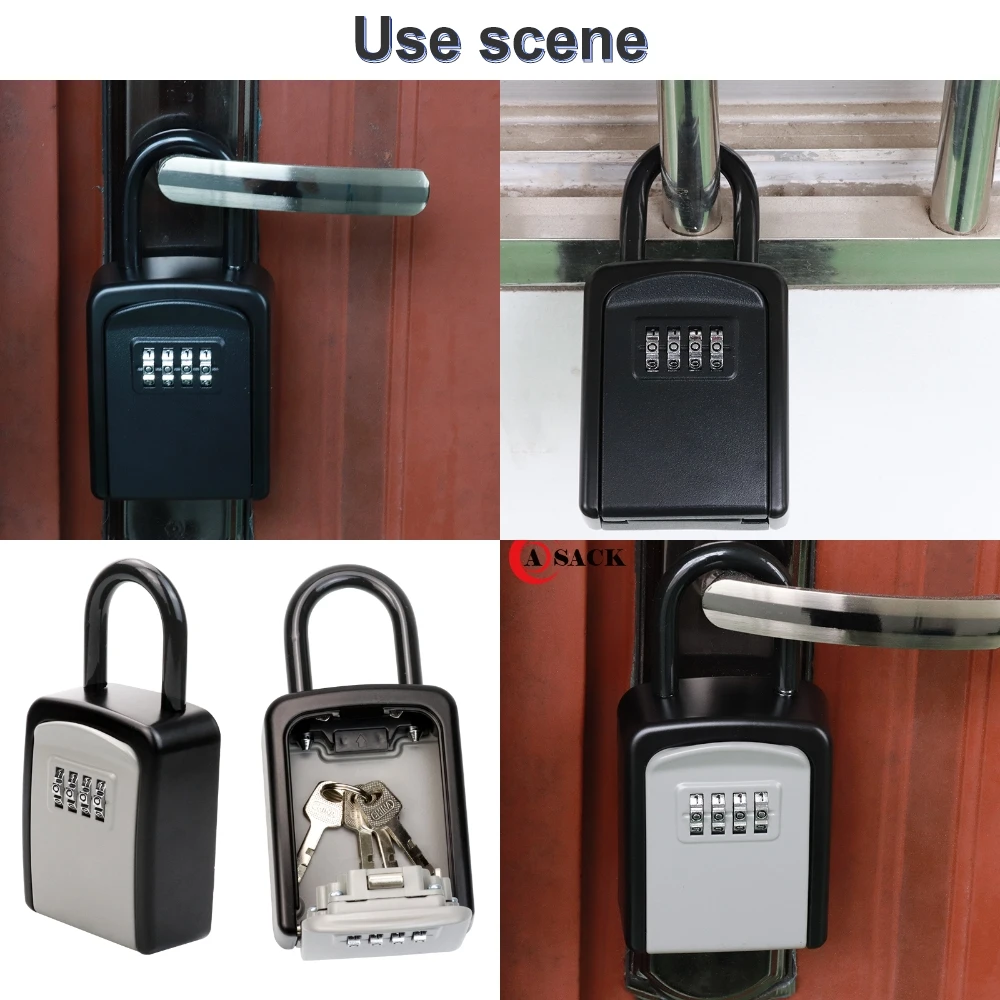 Asack G10 factory cheap large capacity aluminum alloy 4 digit combination key safe lock box security waterproof storage holder