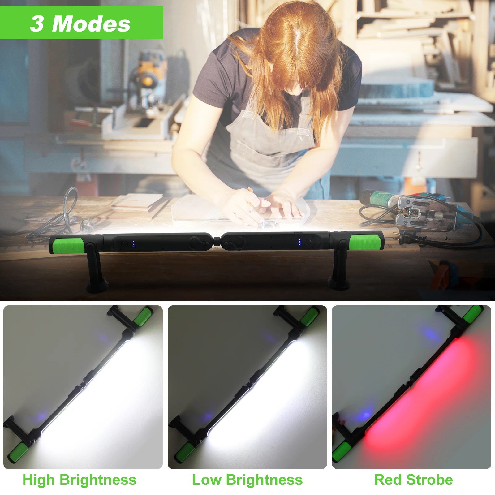 20W 1400LM Magnetic Suspension Two Pair COB Power Bank USB Rechargeable Hanging Working 4400mAh Work Light For Car Repair