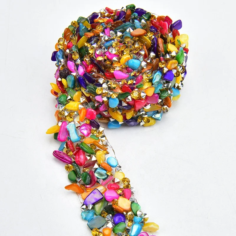 Luxurious Colorful Rhinestone Applique Trim Bridal Dress Sash Belt Gravel Ribbon Hot Fix Crystal for Clothes Fashion Accessories