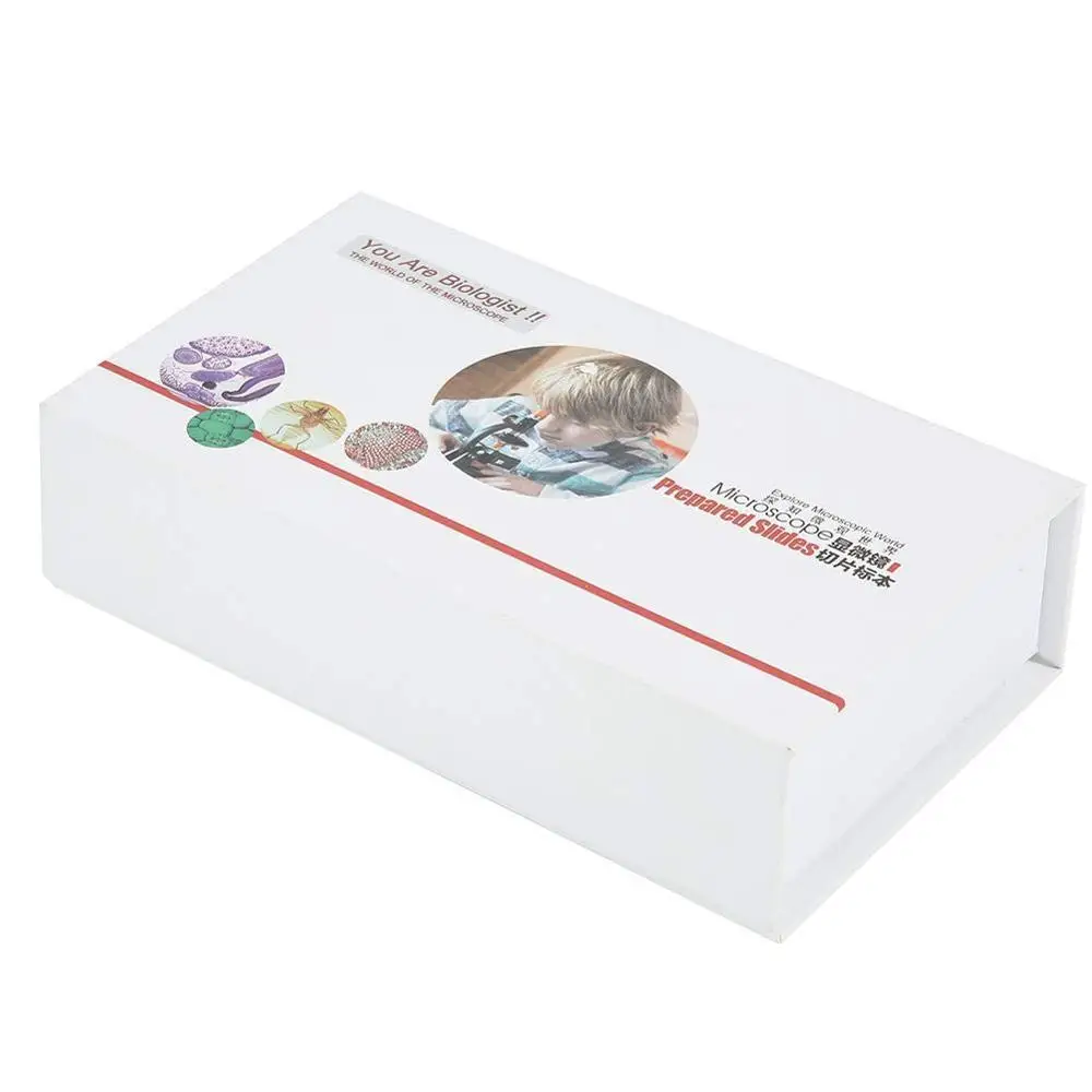 35pcs Box Set Of Prepared Glass Microscope Slides On Animals Insects Plants Flowers For Children