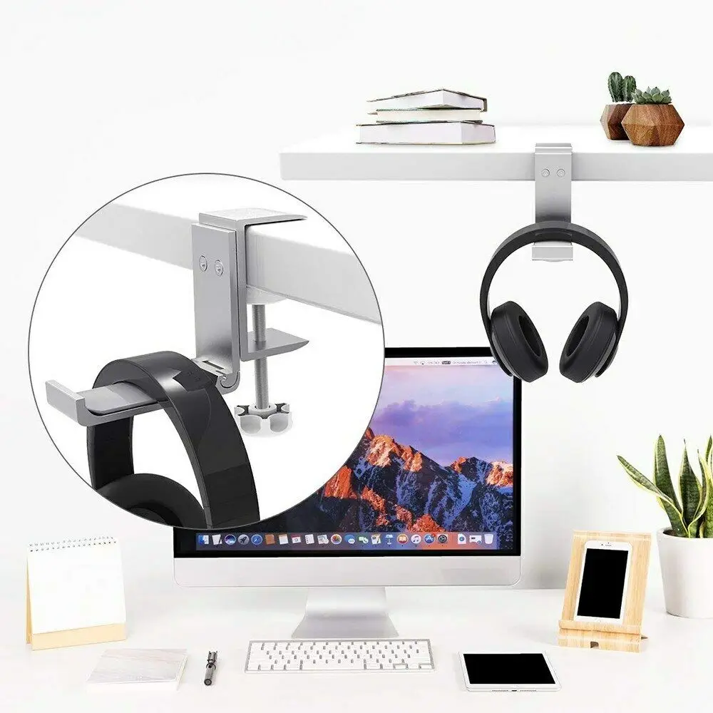 Foldable Headset Stand  Aluminum Gaming Headset Stand Under Desk Headphone Holder for Universal Headphones Hook