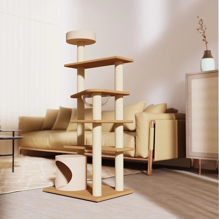 New fashion Melamine MDF Paper tube large cat tree tower condo furniture cat climbing frame playing house