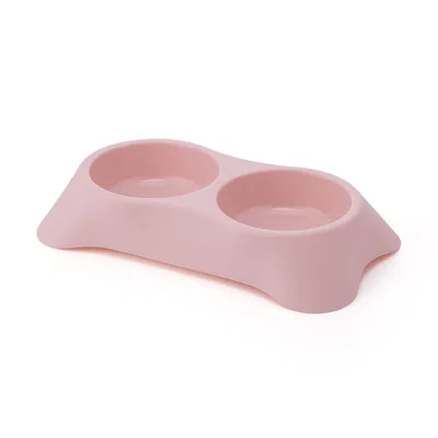 Cheap Low Price Medium Size Plastic Double Bowl Pet Dog Water Food Feeding Bowl