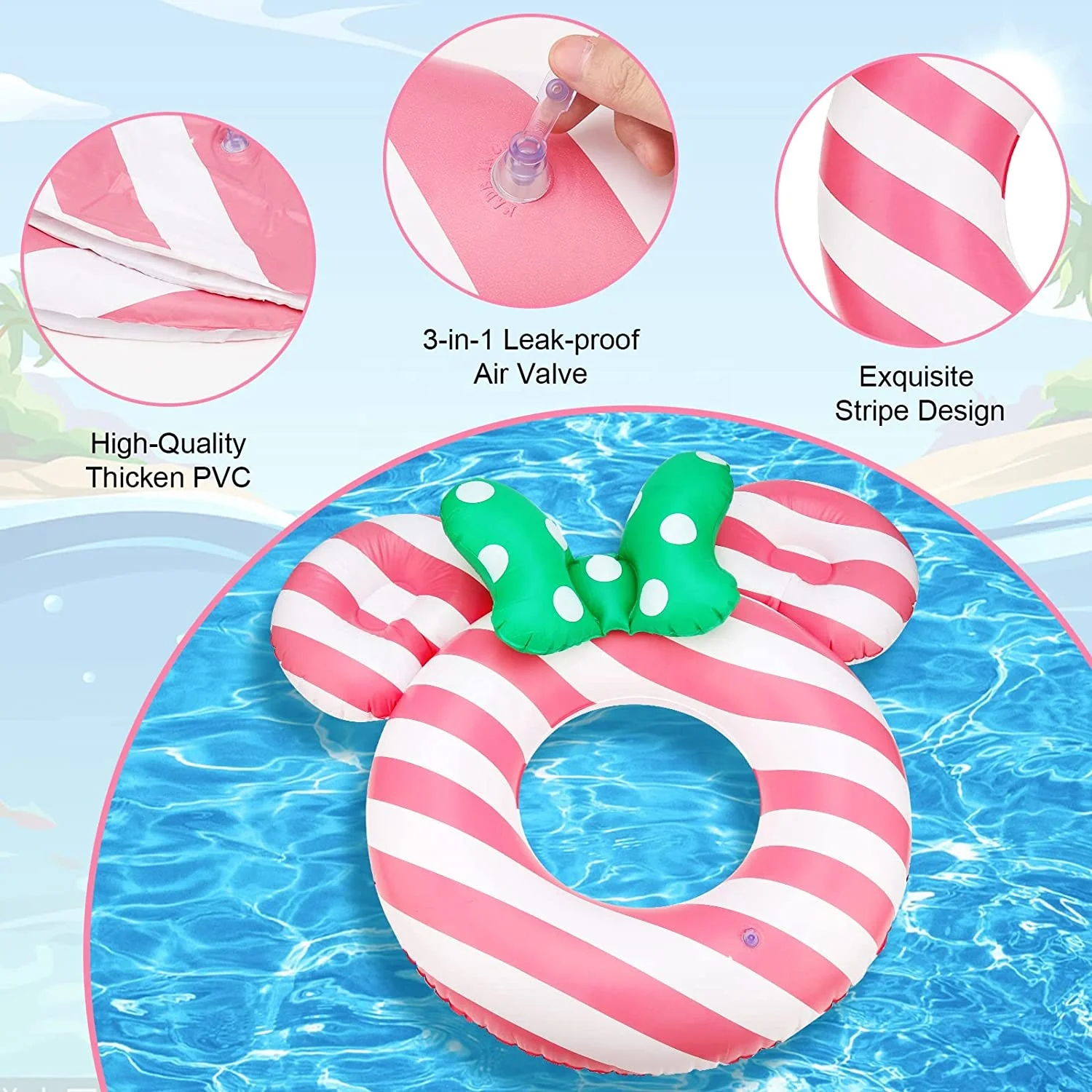 Summer Beach Party Decorations PVC cute and attractive Inflatable Pool Floats pink Swimming Rings inflatable Pool Tube for Kids