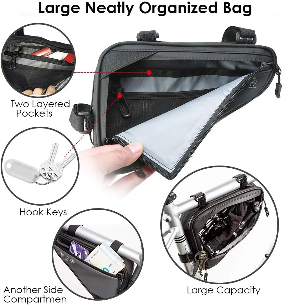 Factory OEM High Reflective Waterproof 1.5L Capacity Mountain Road Bicycle Frame Storage Bike Triangle  Tool Bag for Cycling