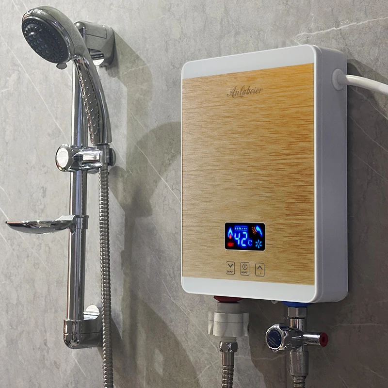 anlabeier brand wall mounted portable bath quick fast heating led digital display compact electric instant hot water heater
