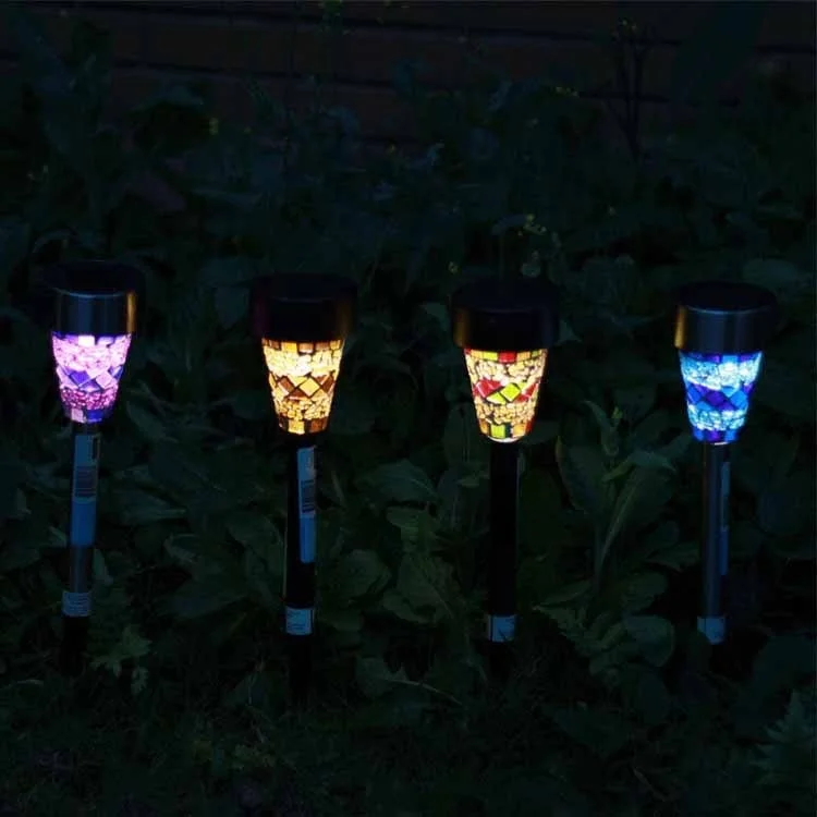 Led mosaic solar light garden stick lamp