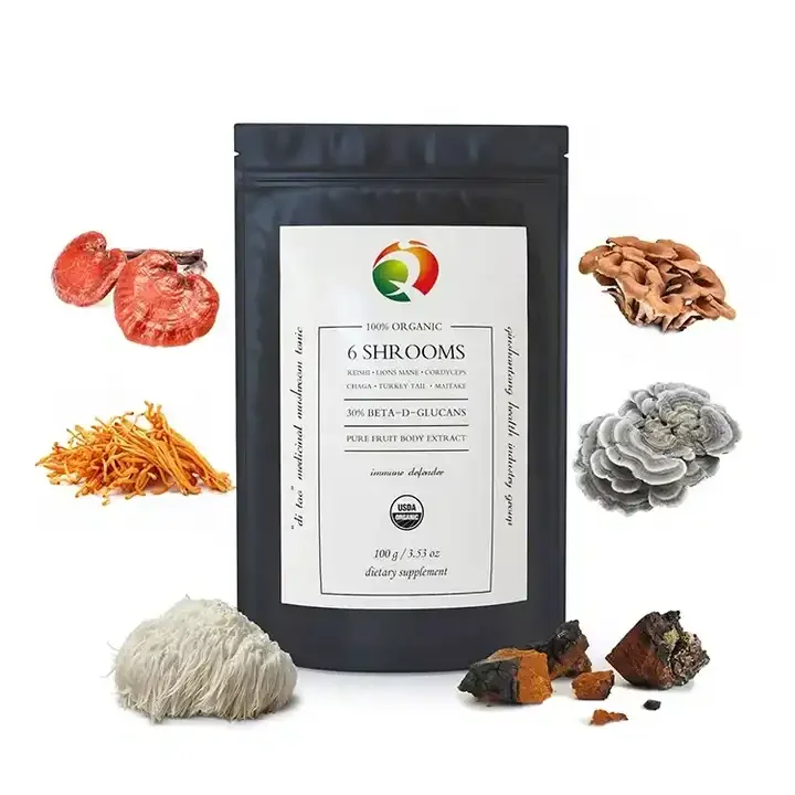 Qinshantang Chaga Turkey Tail Maitake Reishi Cordyceps Organic Lions Mane Mushroom Mixed Extract Powder