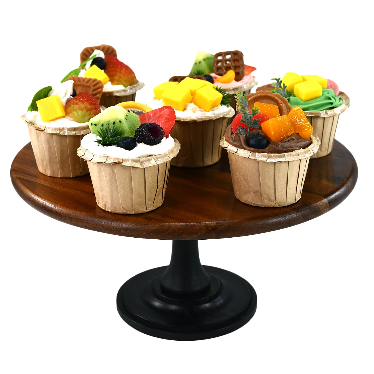Cake Pedestal Stand Acacia Wood 13 inch with 2 Icing Spatulas Wedding and Birthday for Use at Parties Weddings Restaurants