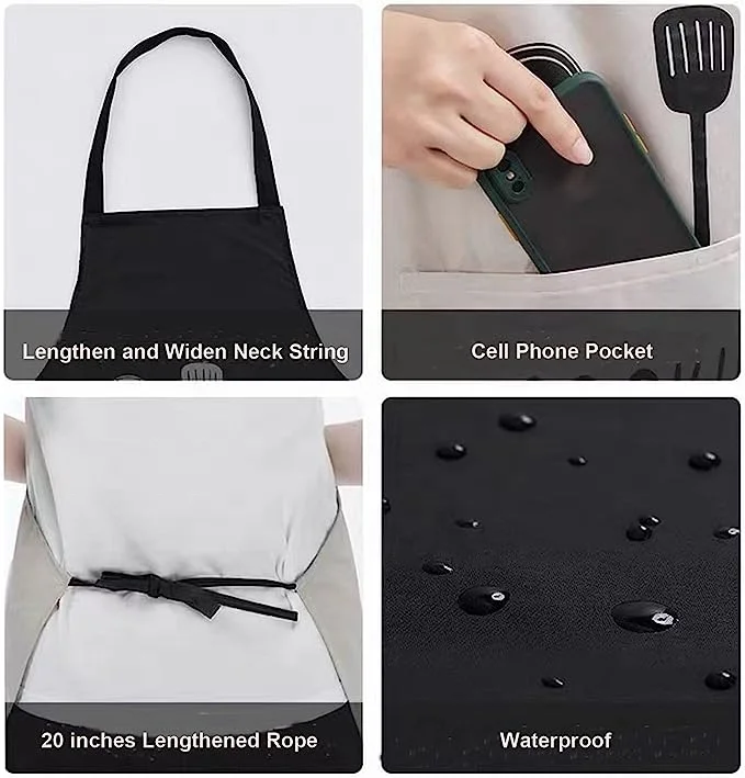 Cute Cooking Drawing Crafting Sublimation Cotton Linen Waterproof Bib Kitchen Japanese Waitress Apron With Pockets