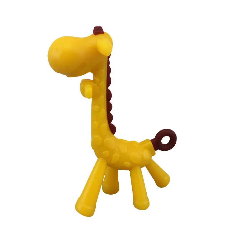 100% Food grade silicone BPA Free Safety Funny Fruit Teethers Brush Silicone Toys Natural Giraffe Baby Teether