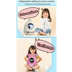 Hand-painted children backpack display screen full color USB power backpack, children creative leisure backpack