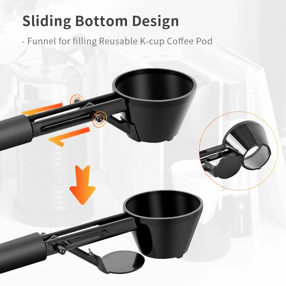 Coffee Scoop Funnel for filling Reusable K-cup Coffee Pot Coffee Spoon Sliding Design Measuring Spoon Kitchen Accessories