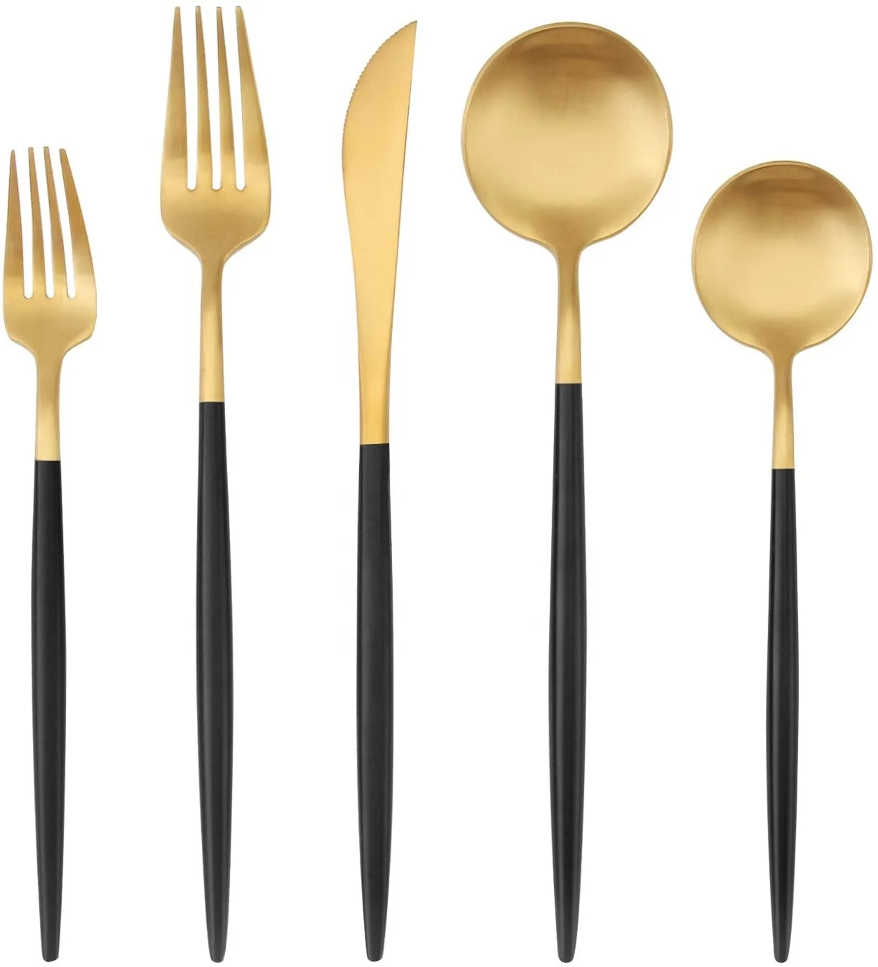 
5pc Set Cutlery Matt Gold 18/10 Stainless Steel Flatware Set 