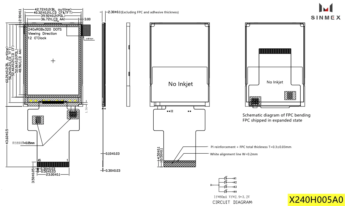 2.4 inch wholesale TN 240*320 MCU/SPI/SPI+RGB interface 45 pin tft lcd display panels