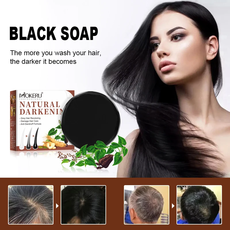 Original Manufacturer Black Hair Soap for hair washing Herbal Hair Darkening Soap 100% ammonia free health color dye