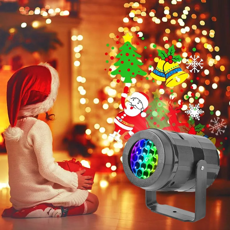 New 16 Patterns Halloween Christmas Decoration LED Laser Projection Lamp White Snowflake Projector Light