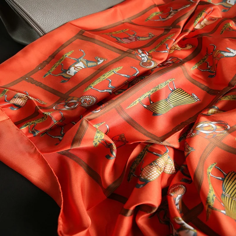 Женский атласный шарф Fonesun-SKF11 Digital Printing Heavy Weight 100% Silk Twill 140 см