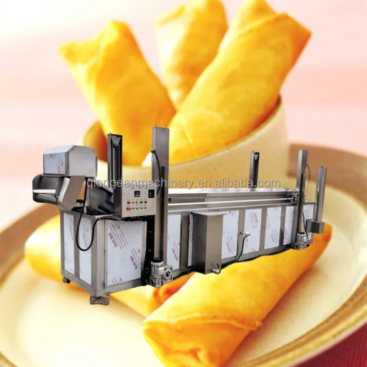 Conveyor Belt Chicken Nugget Fish potato chips Frying Production Line Peanut Gas Fryer Continuous French fries Fryer machine