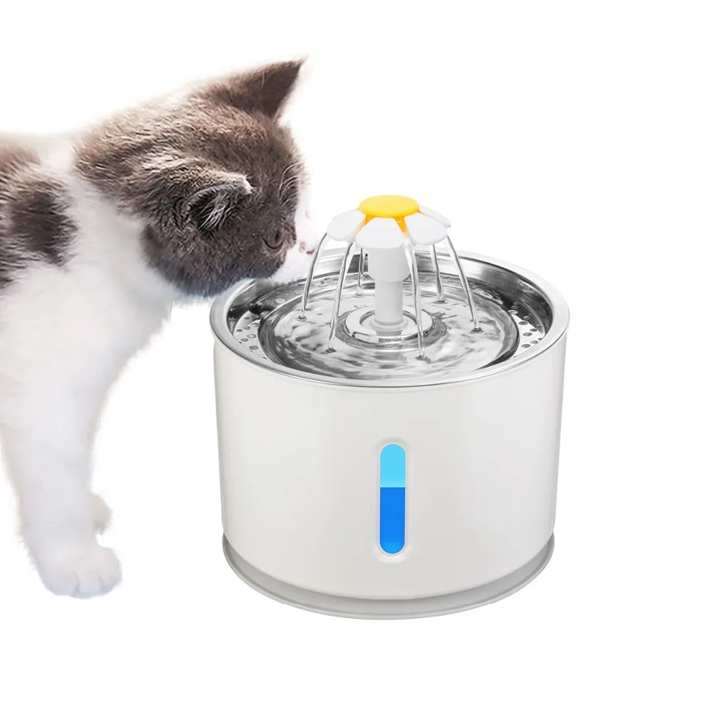 
Automatic Cat Water Fountain Pet Drinking Dog Water Dispenser Stainless Steel Pet Water Feeder with LED Light 