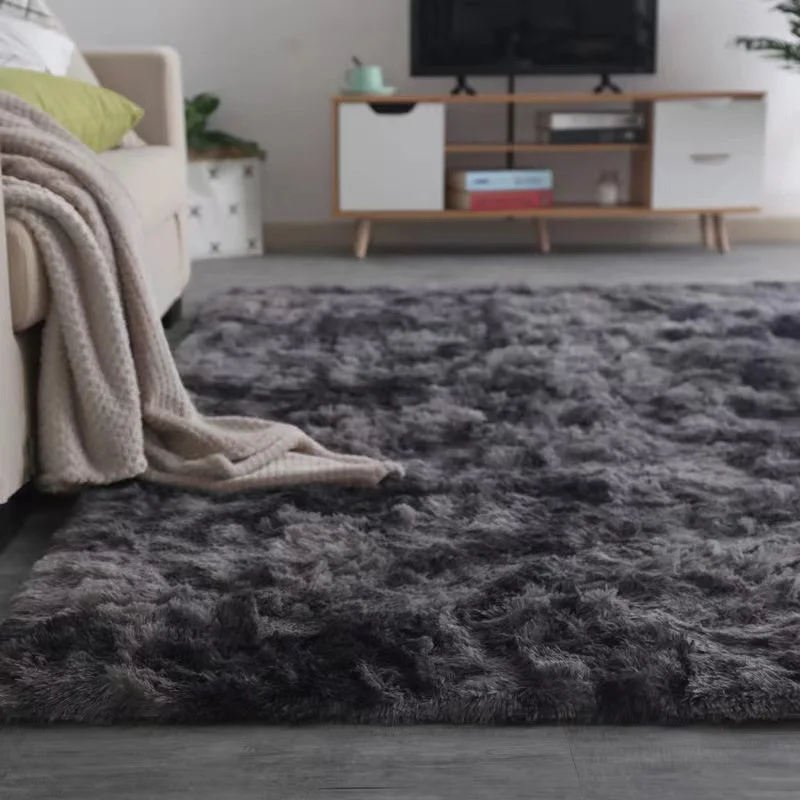 Cheap Fake Silk Wool Fur  Luxury Large Size Carpet Floor Mat Tie-Dyed Shaggy Carpet for Car and Living Room Non-Slip Rug