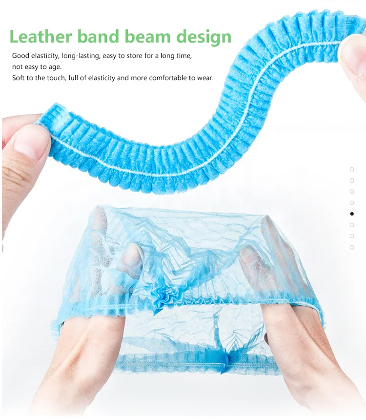 Wholesale Disposable Clip Cap 10Gsm PP White High Quality Double Elastic Dust Proof Bouffant Cap (2000pcs/carton)