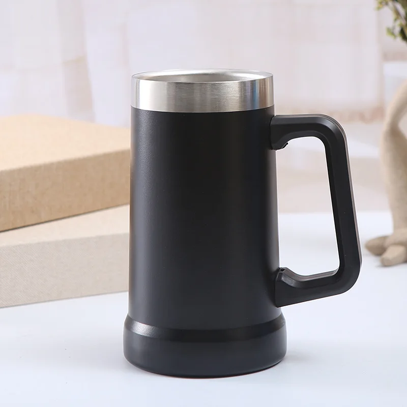 Wholesale Double Wall Stainless Steel Tumbler 700ml Big Grip Beer Cups With Handle Coffee Mugs