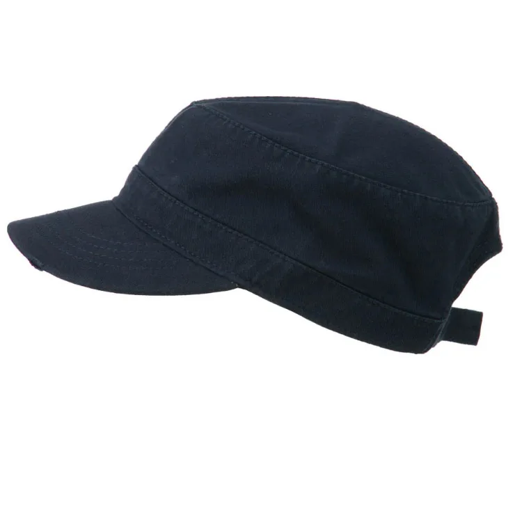 Wholesale Washed Cotton Custom Logo Vintage Flat Top Sports Cap Distress Embroidery Cadet Hat