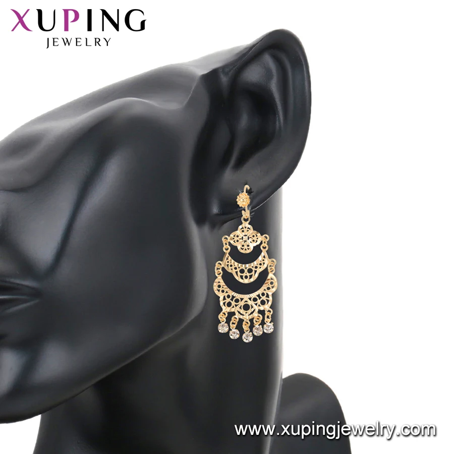 
99526 Xuping 24k gold plated Drop Dangle Earrings,Party Wear copper Fashion Jewelry big chandbali earrings with zircon 
