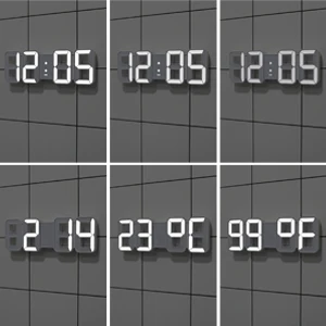 Звук Активные мини белые 3D светодиодные часы многофункциональные