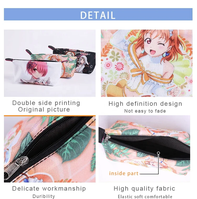 Trendy polyester printing cartoon boys school custom printing pencil case bag with zipper