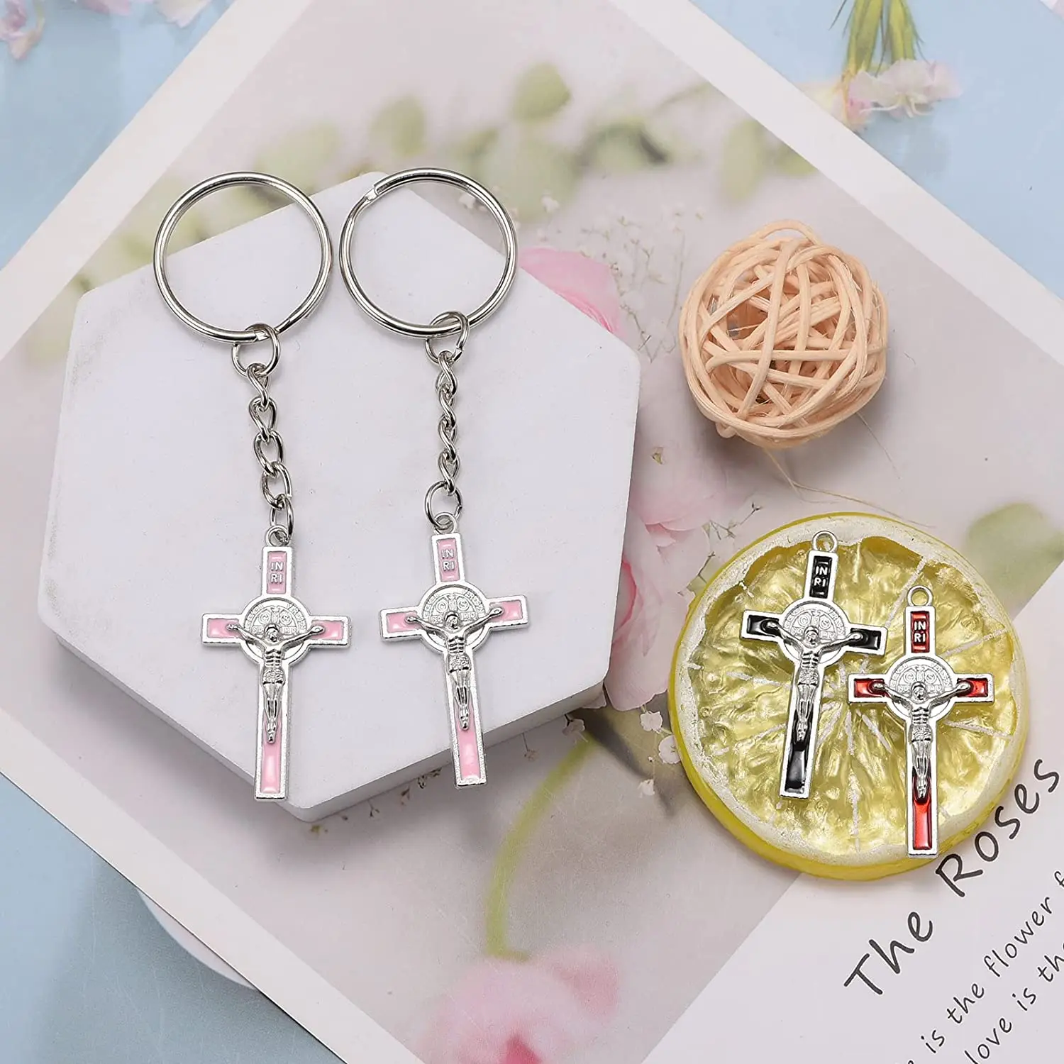 30pcs Mixed Gold Plated Enamel Cross Charm Pendant for DIY Jewelry Making Necklace DIY Jewelry Accessories 21mmx39.5mm (A625)