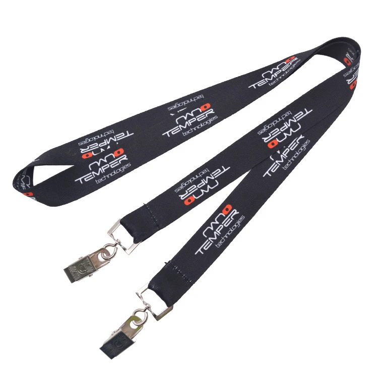 Custom Key Gun Lanyard Hardware Double Bulldog Clips  Polyester Lanyard