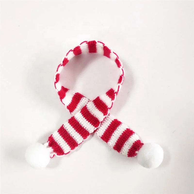 Mini Hat for Crafts Christmas Knit Hat and Scarf Red Green Knitted Wool Ornament Cute Doll Clothes Accessory Toy Decor