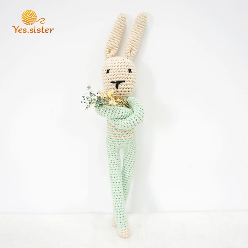 100% Cotton Handmade Crochet Bunny Stuffed Toy For Baby