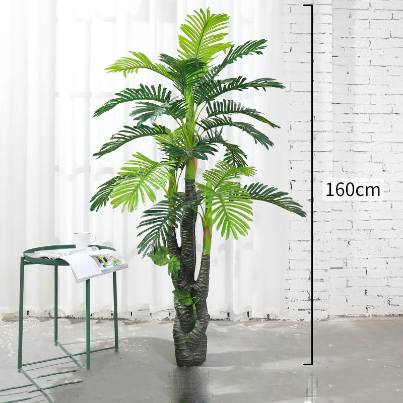 Home house outdoor decorative large potted pink white green fake golden cane areca artificial tall travelers Palm tree for sale