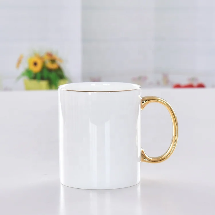 High quality Ceramic coffee mugs Gold rim Bone China  Mugs  with Golden Handle for drinking water coffee tea