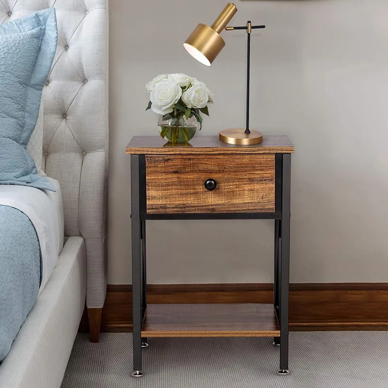 Modern Versatile Nightstands X-Design Side End Table Night Stand Storage Shelf with Drawer for Living Room and Bedroom